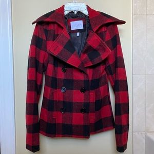 Delia’s Red Plaid Peacoat